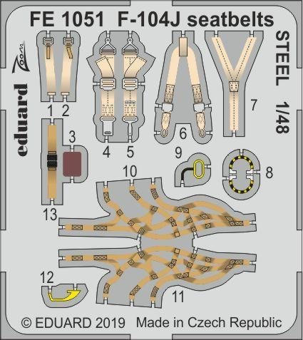 Eduard FE1051 F-104J seatbelts STEEL 1/48 KINETIC MODEL