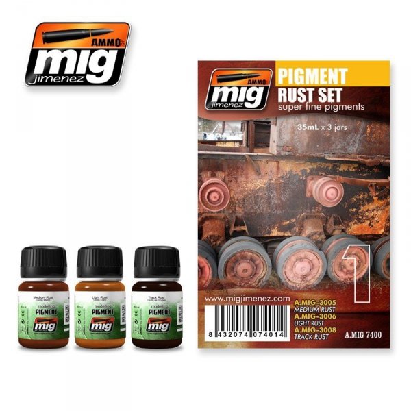 AMMO of Mig Jimenez 7400 PIGMENT RUST SET