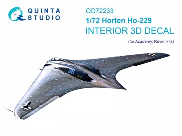 Quinta Studio QD72233 Horten Ho 229 3D-Printed &amp; coloured Interior on decal paper ( Academy ) 1/72