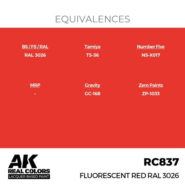 AK Interactive RC837 Fluorescent Red RAL 3026 17 ml