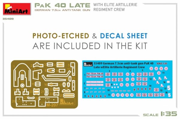 MiniArt 35409 GERMAN 7.5CM ANTI-TANK GUN PaK 40 Late w/ELITE ARTILLERIE REGIMENT CREW 1/35