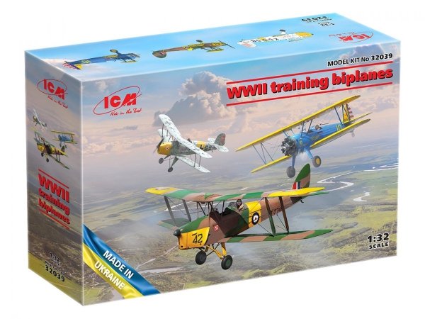 ICM 32039 WWII training biplanes Bucker Bu 131D, DH.82A Tiger Moth, Stearman PT-17 1/32