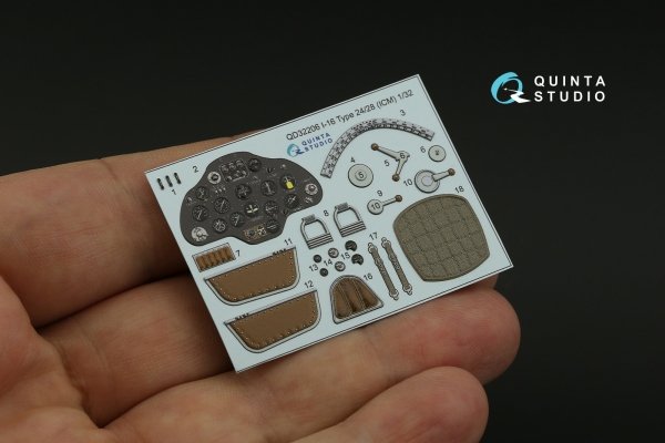 Quinta Studio QD32206 I-16 Type 24/28 3D-Printed coloured Interior on decal paper (ICM) 1/32