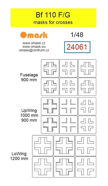 Omask 24061 Messerschmitt Bf-110 F / G - Masks for Crosses 1/48