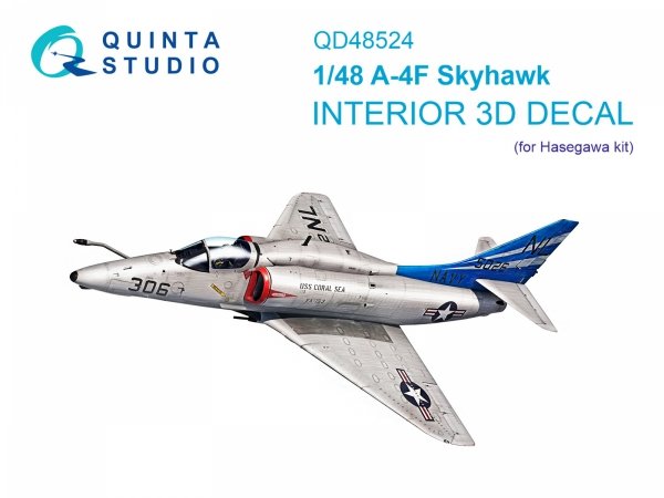 Quinta Studio QD48524 A-4F 3D-Printed &amp; coloured Interior on decal paper (Hasegawa/Hobby2000) 1/48