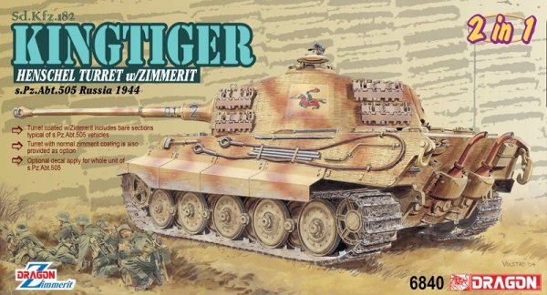 Dragon 6840 Sd.Kfz.182 Kingtiger Henschel Production w/Zimmerit s.Pz.Abt.505 Russia 1944 1/35