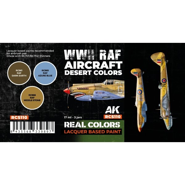 AK Interactive RCS110 WWII RAF Aircraft Desert Colors 3x17ml