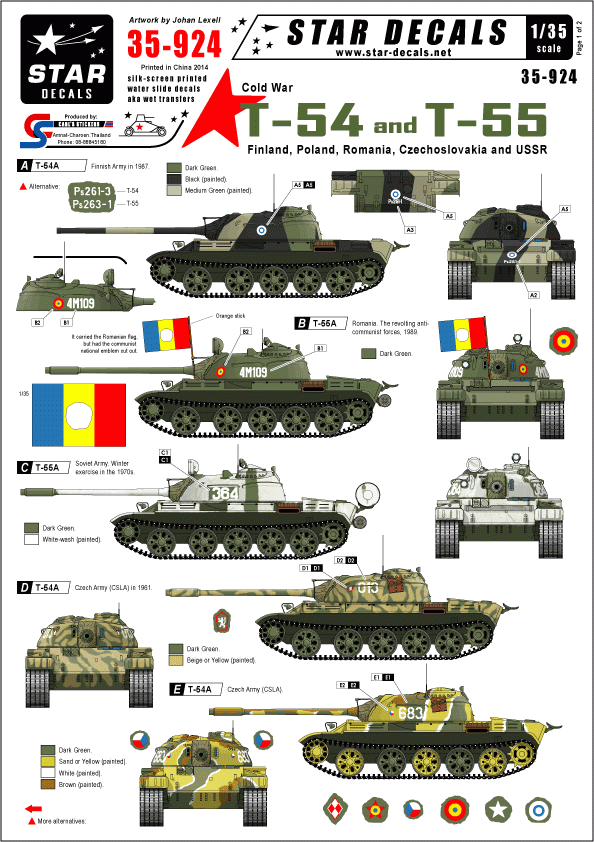 Star Decals 35-924 Cold War T-54 and T-55 tanks 1/35