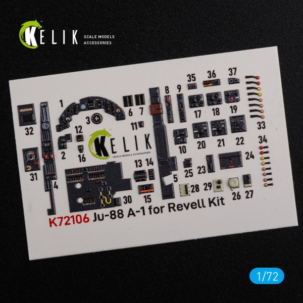 KELIK K72106 Ju-88 A-1 interior 3D decals for Revell kit 1/72