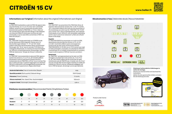 Heller 56763 STARTER KIT Citroën 15 CV 1/24