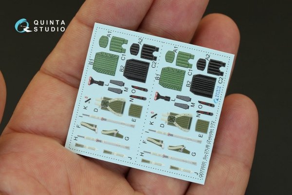 Quinta Studio QD72020 Su-27UB 3D-Printed &amp; coloured Interior on decal paper (for Zvezda kit) 1/72