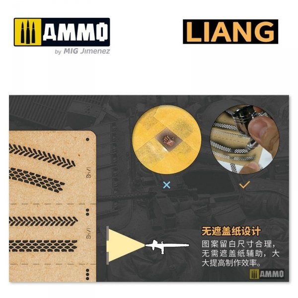 Liang 0010 Tire Tracks Effects Airbrush Stencils A