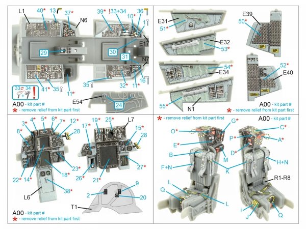 Quinta Studio QD48396 F-14B 3D-Printed &amp; coloured Interior on decal paper (Hobby Boss) 1/48