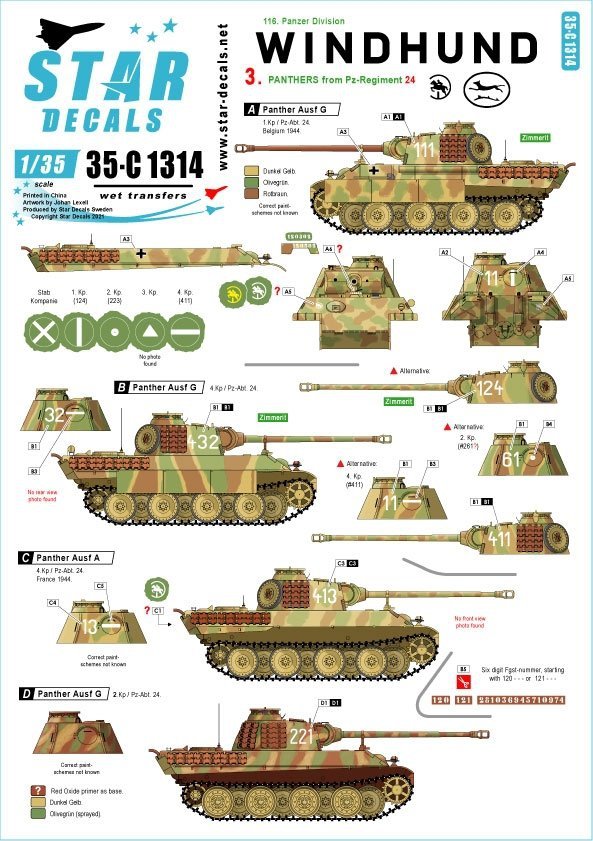 Star Decals 35-C1314 Windhund # 3 1/35