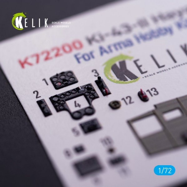 Kelik K72200 Ki-43-II Hayabusa - interior 3D decals for Arma Hobby kit (1/72)