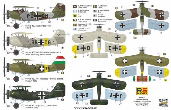 RS Models 92287 Heinkel He-46C - German WWII Reconnaissance Aircraft 1/72