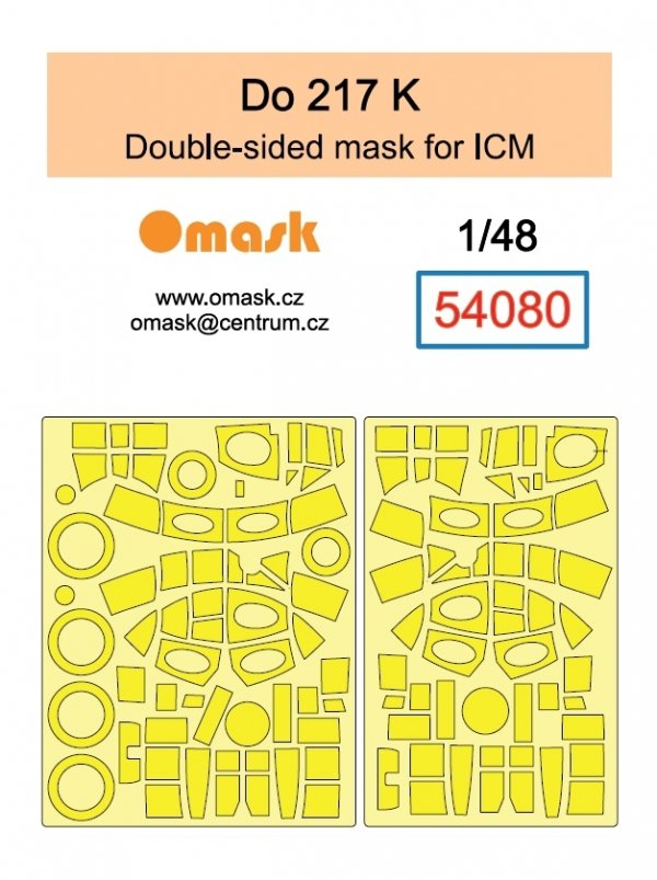 Omask 54080 Do 217 K double-sided mask (for ICM) clear parts yellow masking tape 1/48