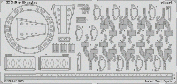 Eduard 32349 A-1D engine 1/32 Trumpeter