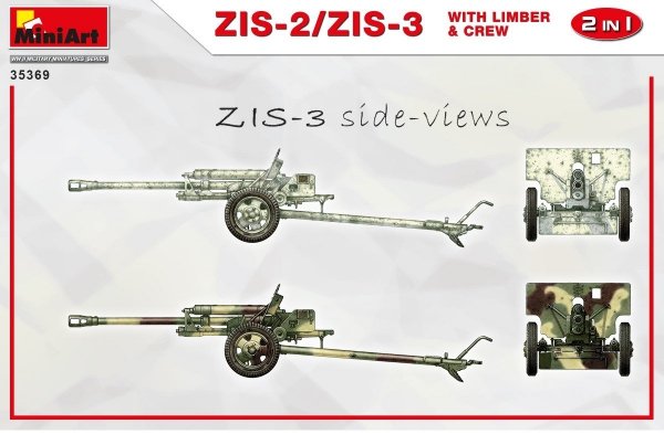 MiniArt 35369 ZiS-2/ZiS-3 with Limber &amp; Crew 1/35