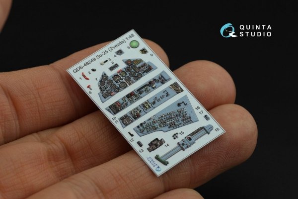 Quinta Studio QDS-48249 Su-25 3D-Printed &amp; colored Interior on decal paper (Zvezda) 1/48
