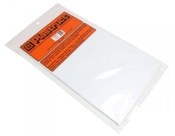 Plastruct 91105 STYRENE SHEET Płyta z polistyrenu 178mm x 300mm x 1.5mm BIAŁA / 3szt.