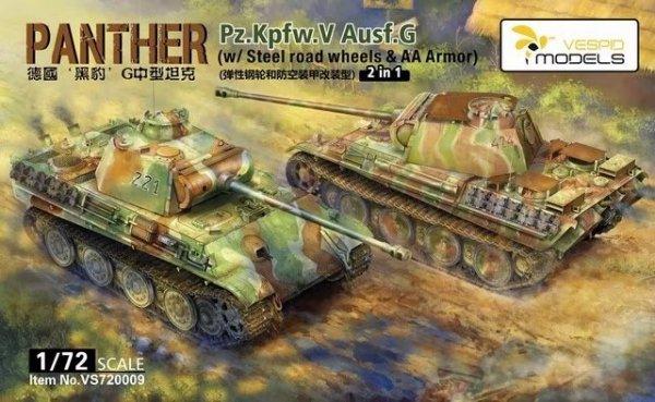 Vespid Models VS720009 Panther Pz.Kpfw. V Ausf. G (w/Steel road wheels &amp; AA Armour) 1/72