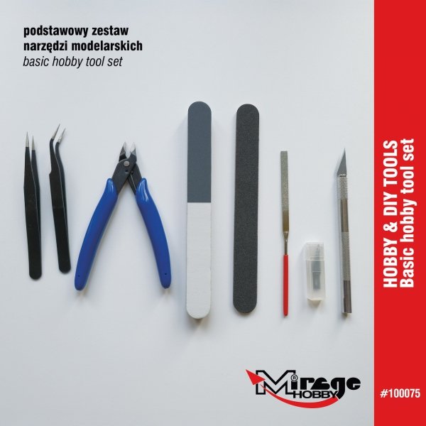 Mirage 100075 Hobby &amp; DIY Basic Tool Set (pliers, tweezers, knife, files, box)