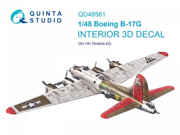 Quinta Studio QD48561 Boeing B-17G 3D-Printed &amp; coloured Interior on decal paper (HK models) 1/48