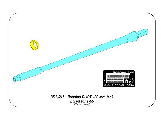 Aber 35L-218 Russian D-10T 100mm tank barrel for T-54/T-55 for TAKOM model (1:35)