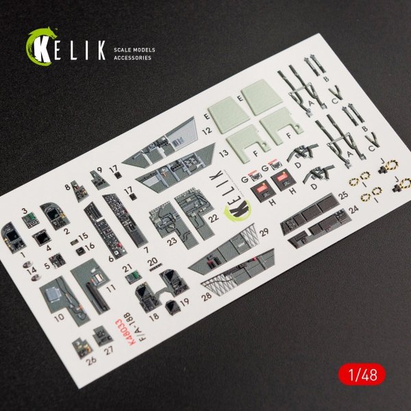 KELIK K48033 F/A-18B &quot;HORNET&quot; INTERIOR 3D DECALS FOR KINETIC KIT 1/48