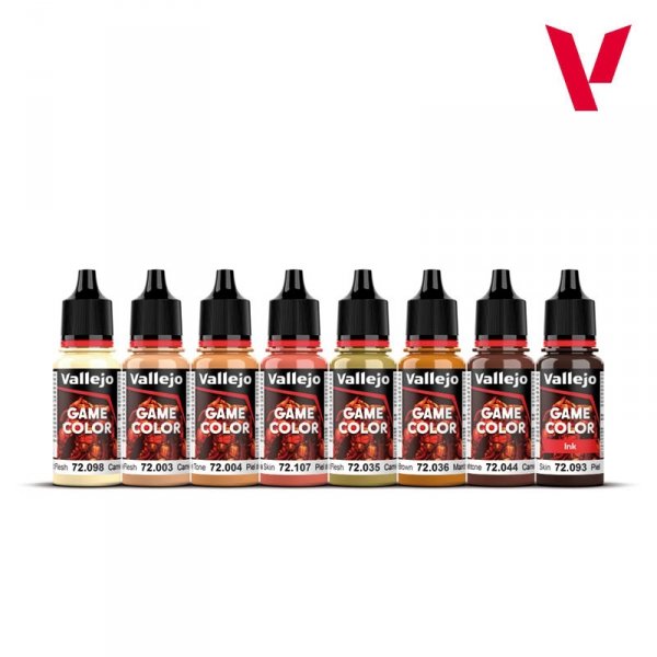Vallejo 72187 Skin Tones - Game Color Set - Acrylic colors for Fantasy and Wargame figures 8x18ml
