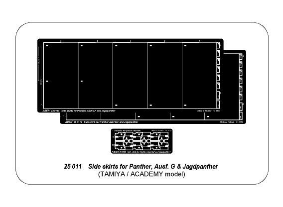 Aber 25011 Side skirts for Panther G/Jagdpanther (1:25)