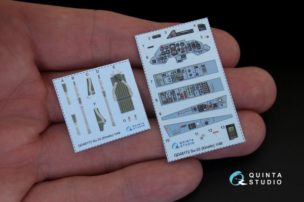 Quinta Studio QD48172 Su-33 3D-Printed &amp; coloured Interior on decal paper (for Kinetic kit) 1/48