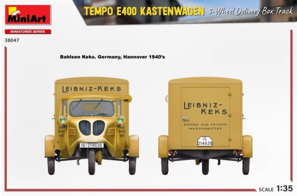 MiniArt 38047 TEMPO E400 KASTENWAGEN 3-WHEEL DELIVERY BOX TRACK 1/35