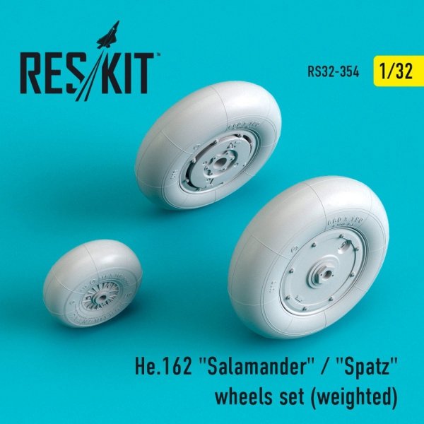 RESKIT RS32-0354 HE.162 &quot;SALAMANDER&quot; / &quot;SPATZ&quot; WHEELS SET (WEIGHTED) 1/32