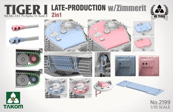 Takom 2199 Tiger I Late Production w/zimmerit Sd.Kfz. 181 Pz.Kpfw. VI Ausf. E (Late/Late Command) 1/35