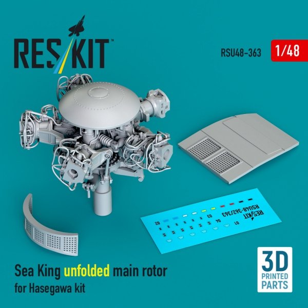 RESKIT RSU48-0363 Sea King unfolded main rotor for Hasegawa kit (3D Printed) (1/48)