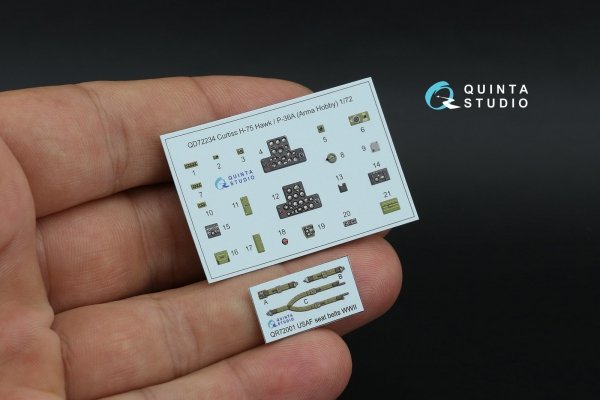 Quinta Studio QD72234 Curtiss H-75 Hawk/P-36A 3D-Printed &amp; coloured Interior on decal paper (Arma Hobby) 1/72