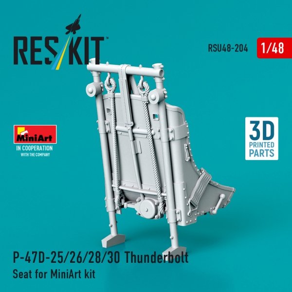 RESKIT RSU48-0204 P-47D-25/26/28/30 Thunderbolt Seat for MiniArt kit (3D Printed) (1/48)