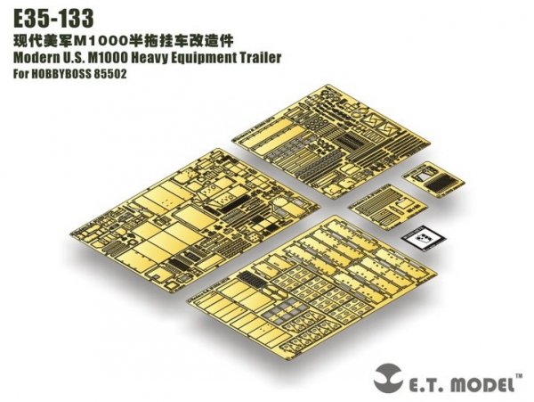 E.T. Model E35-133 Modern U.S. M1000 Heavy Equipment Trailer (For HOBBY BOSS 85502) (1:35)