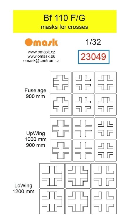 Omask 23049 Messerschmitt Bf-110 F / G - Masks for Crosses 1/32