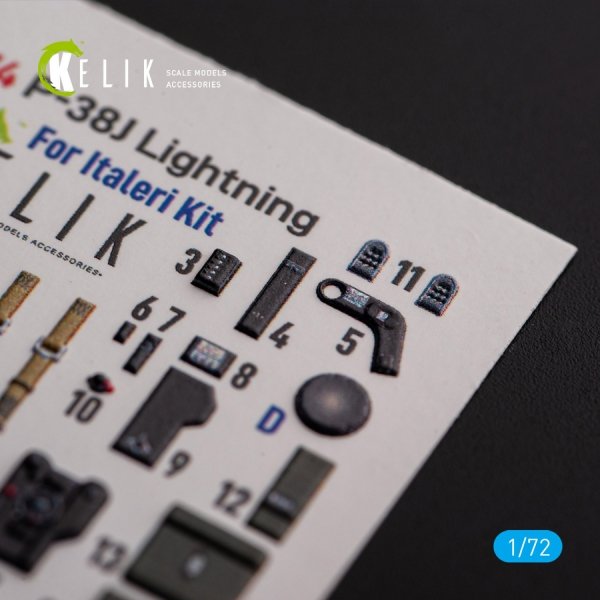Kelik K72174 Р-38J "Lightning" - interior 3D decals for Italeri/Academy kit (1/72)