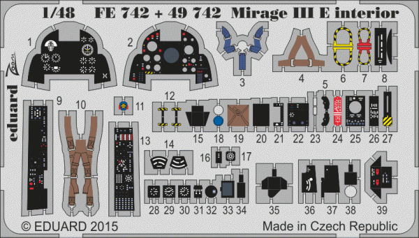 Eduard FE742 Mirage III E interior KINETIC MODEL 1/48