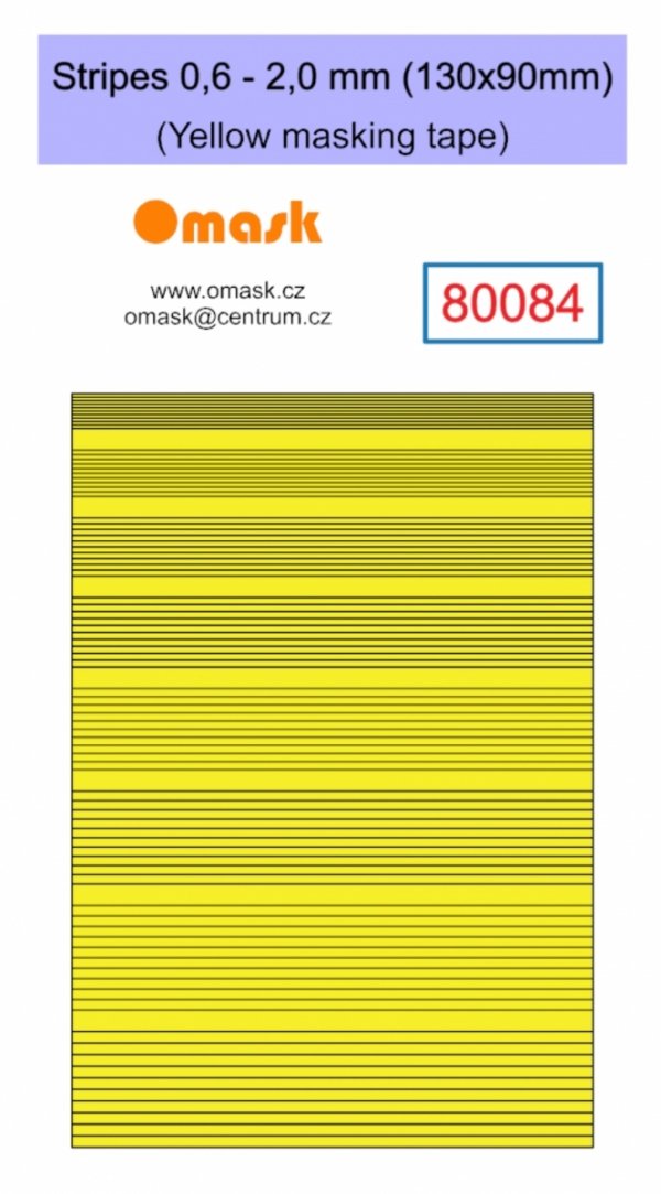 Omask 80084 Stripes 0,6 - 2,0 mm (130x90mm) Yellow masking tape