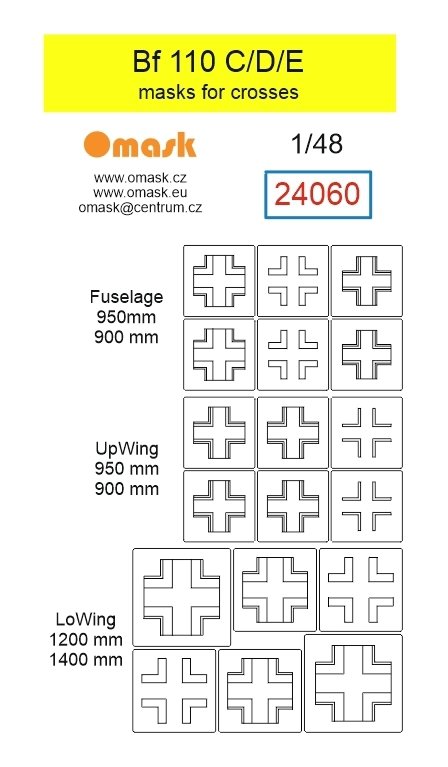 Omask 24060 Messerschmitt Bf-110 C / D / E - Masks for Crosses 1/48