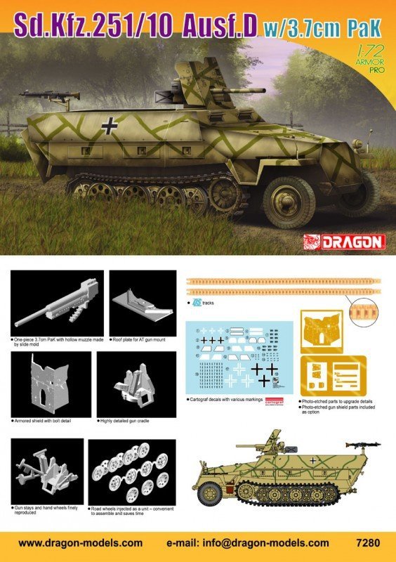 Dragon 7280 SdKfz.251/10 ,Ausf.D w.3,7 PaK (1:72)