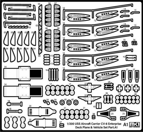 MK1 Design MS-20018 WW II USS DECK PLANE SET for CV-6 Enterprise 1/200