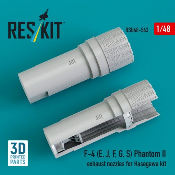 RESKIT RSU48-0563 F-4 (E, J, F, G, S) Phantom II exhaust nozzles for Hasegawa kit (3D Printed) (1/48)