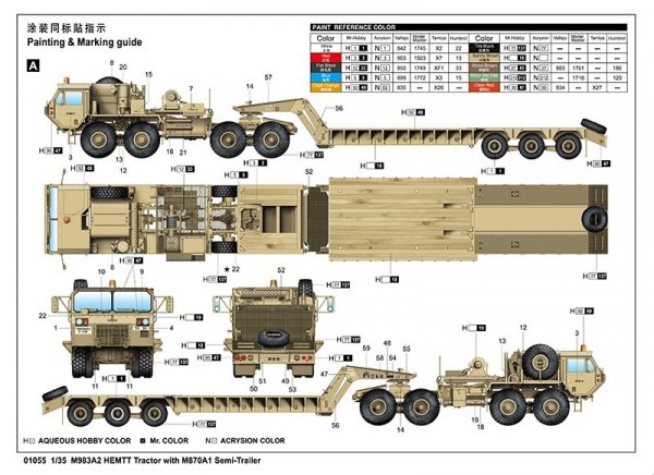 Trumpeter 01055 M983A2 HEMTT Tractor with M870A1 Semi-Trailer (1:35)