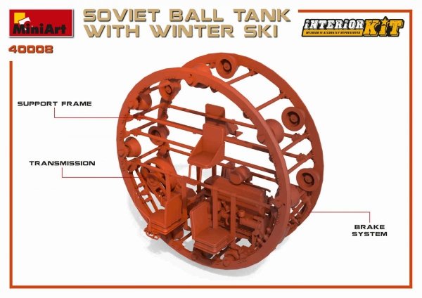 MiniArt 40008 SOVIET BALL TANK w/ WINTER SKI. INTERIOR KIT 1/35